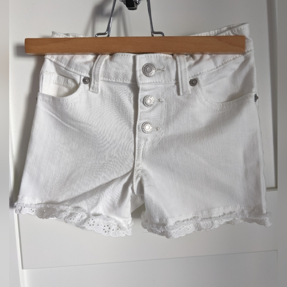 White Ruffle Denim Shorts